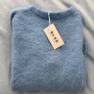 NA-KD oversized light blue wool blend sweater